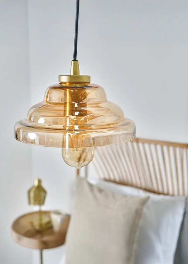 ValueLights Aurelian Modern Vintage Antique Brass Lustre Glass Pendant Light