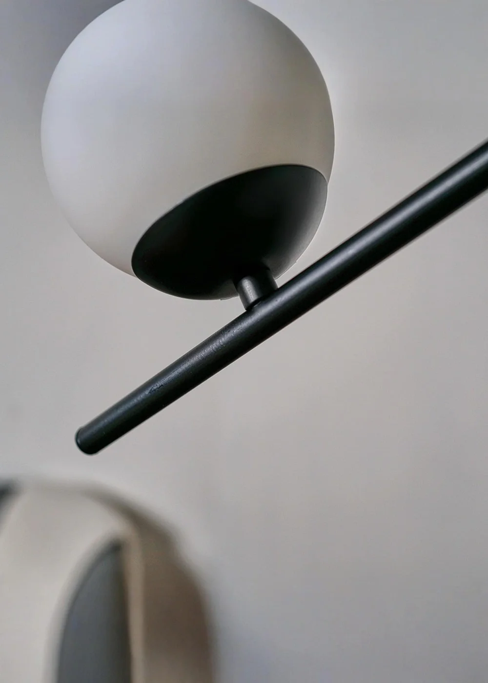 ValueLights Beauworth 2 Way Black Ceiling Light with Opal Glass Shade - One Size Image 2