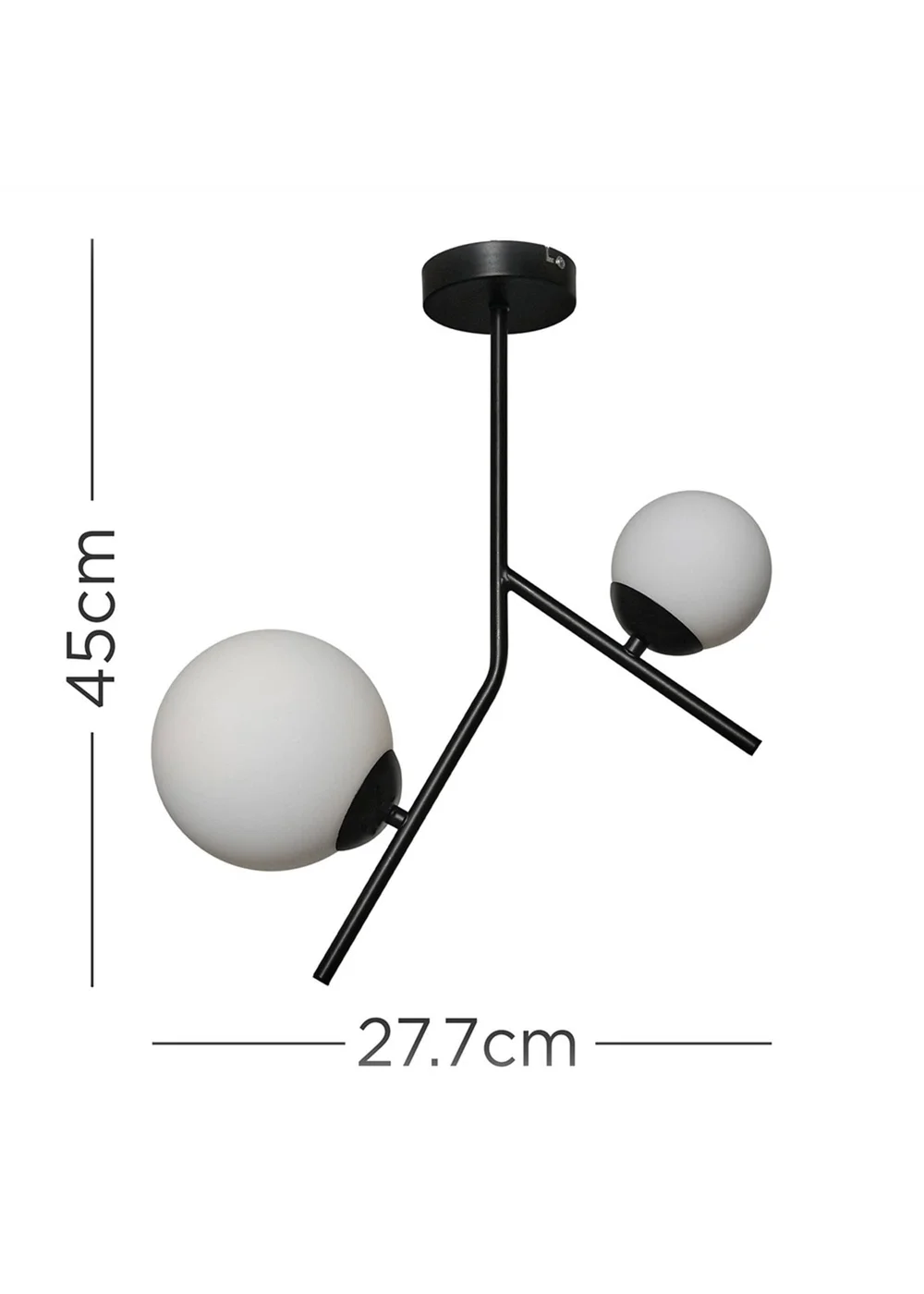 ValueLights Beauworth 2 Way Black Ceiling Light with Opal Glass Shade - One Size Image 5