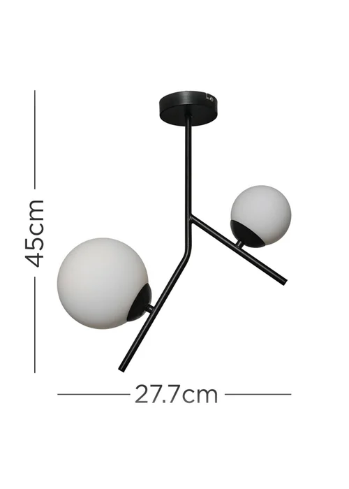 ValueLights Beauworth 2 Way Black Ceiling Light with Opal Glass Shade - One Size Image 5