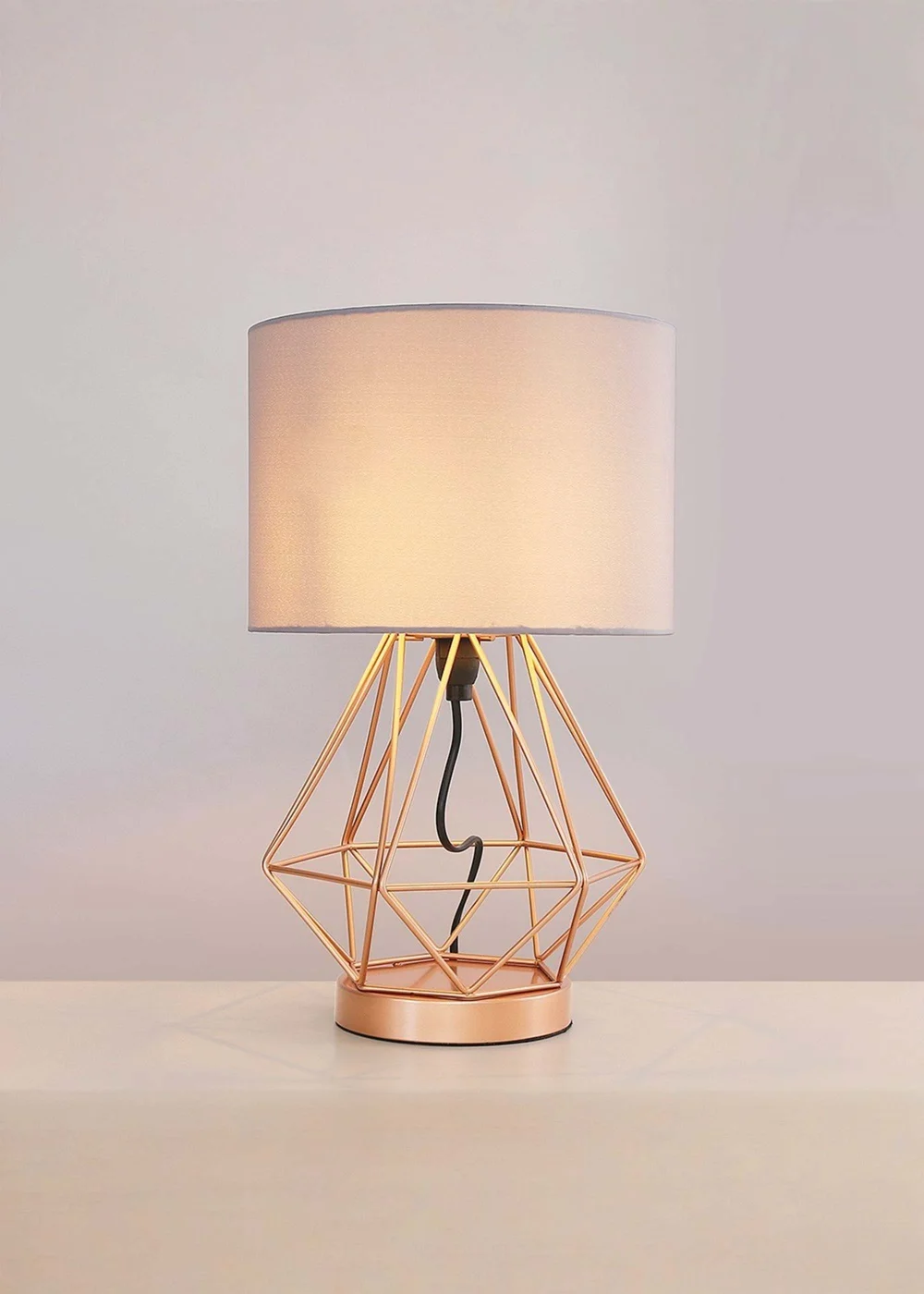 ValueLights Melrose Geometric Copper Touch Table Lamp With Grey Shade - One Size Image 1