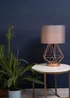 ValueLights Melrose Geometric Copper Touch Table Lamp With Grey Shade - One Size Image 2