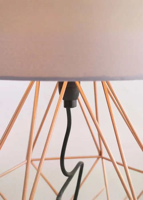 ValueLights Melrose Geometric Copper Touch Table Lamp With Grey Shade - One Size Image 3