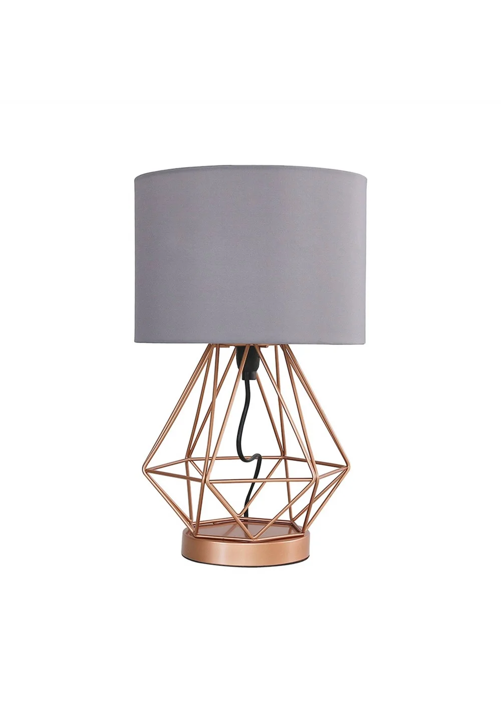 ValueLights Melrose Geometric Copper Touch Table Lamp With Grey Shade - One Size Image 4