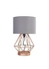 ValueLights Melrose Geometric Copper Touch Table Lamp With Grey Shade - One Size Image 4