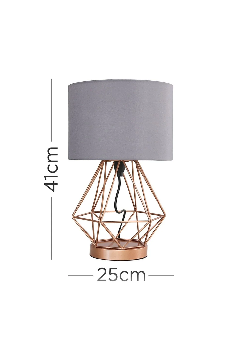 ValueLights Melrose Geometric Copper Touch Table Lamp With Grey Shade - One Size Image 5