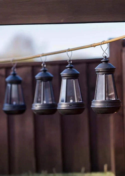 ValueLights 4 pack Black Solar Lanterns - One Size Image 1
