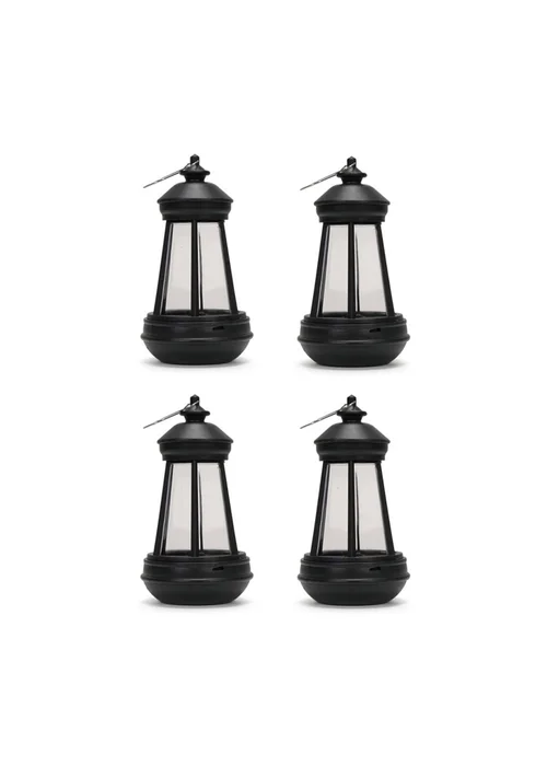 ValueLights 4 pack Black Solar Lanterns - One Size Image 4