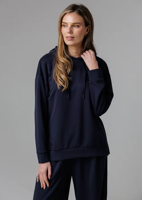 French Connection Navy Luxe Oversized Drawcord Hoody - M Image 1