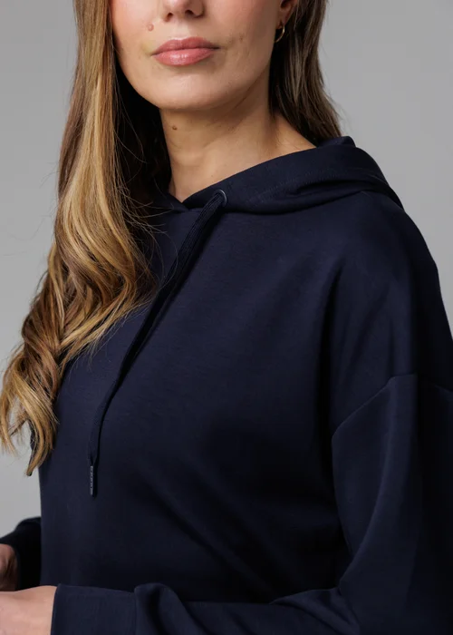 French Connection Navy Luxe Oversized Drawcord Hoody - M Image 3