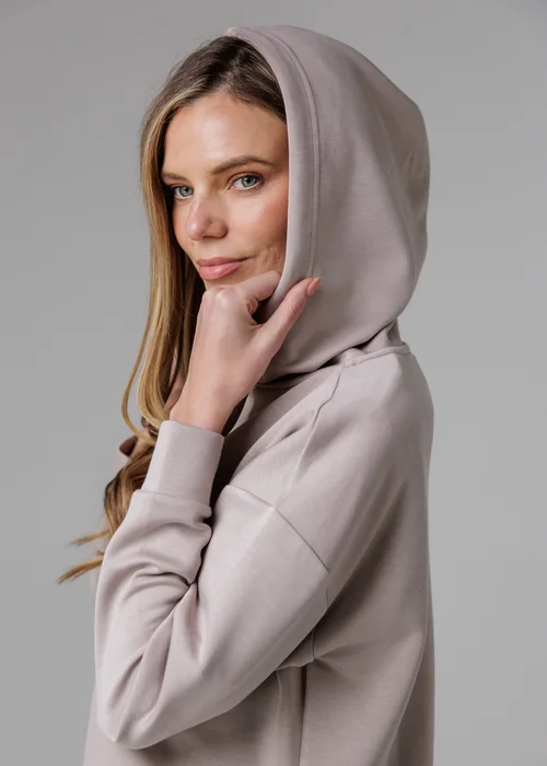 French Connection Beige Luxe Oversized Drawcord Hoody - XS Image 3