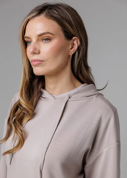 French Connection Beige Luxe Oversized Drawcord Hoody - XS Image 5