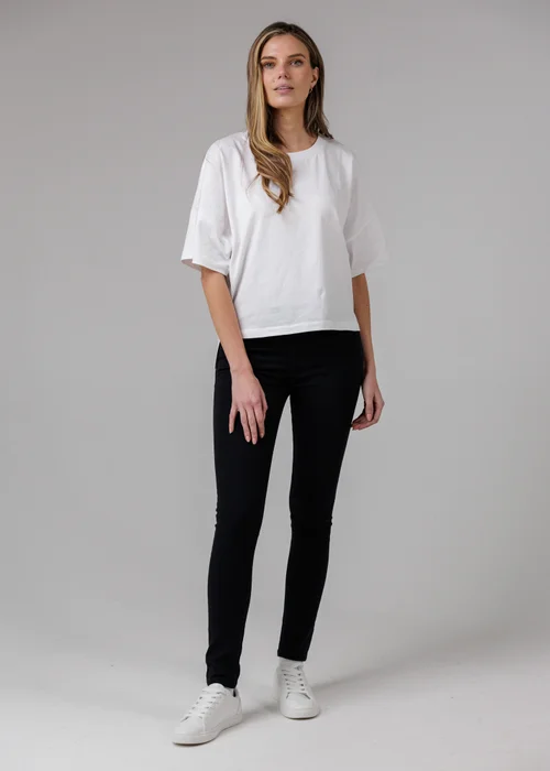 French Connection Black Cotton Blend Stretch High Rise Skinny Denim Jeans - 14 Image 4