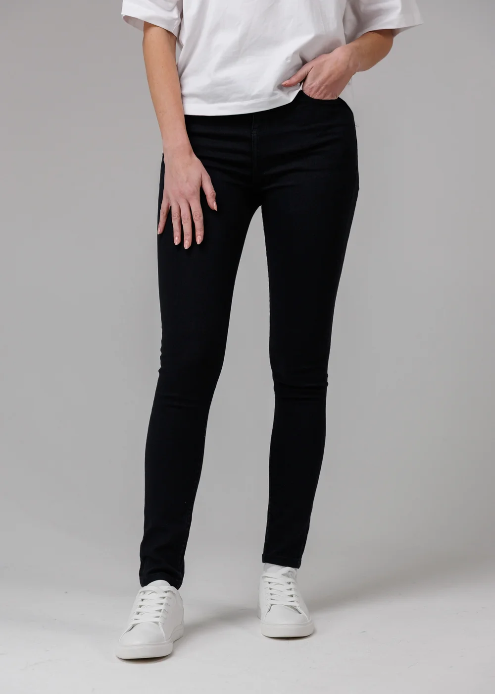 French Connection Black Cotton Blend Stretch High Rise Skinny Denim Jeans - 14 Image 5