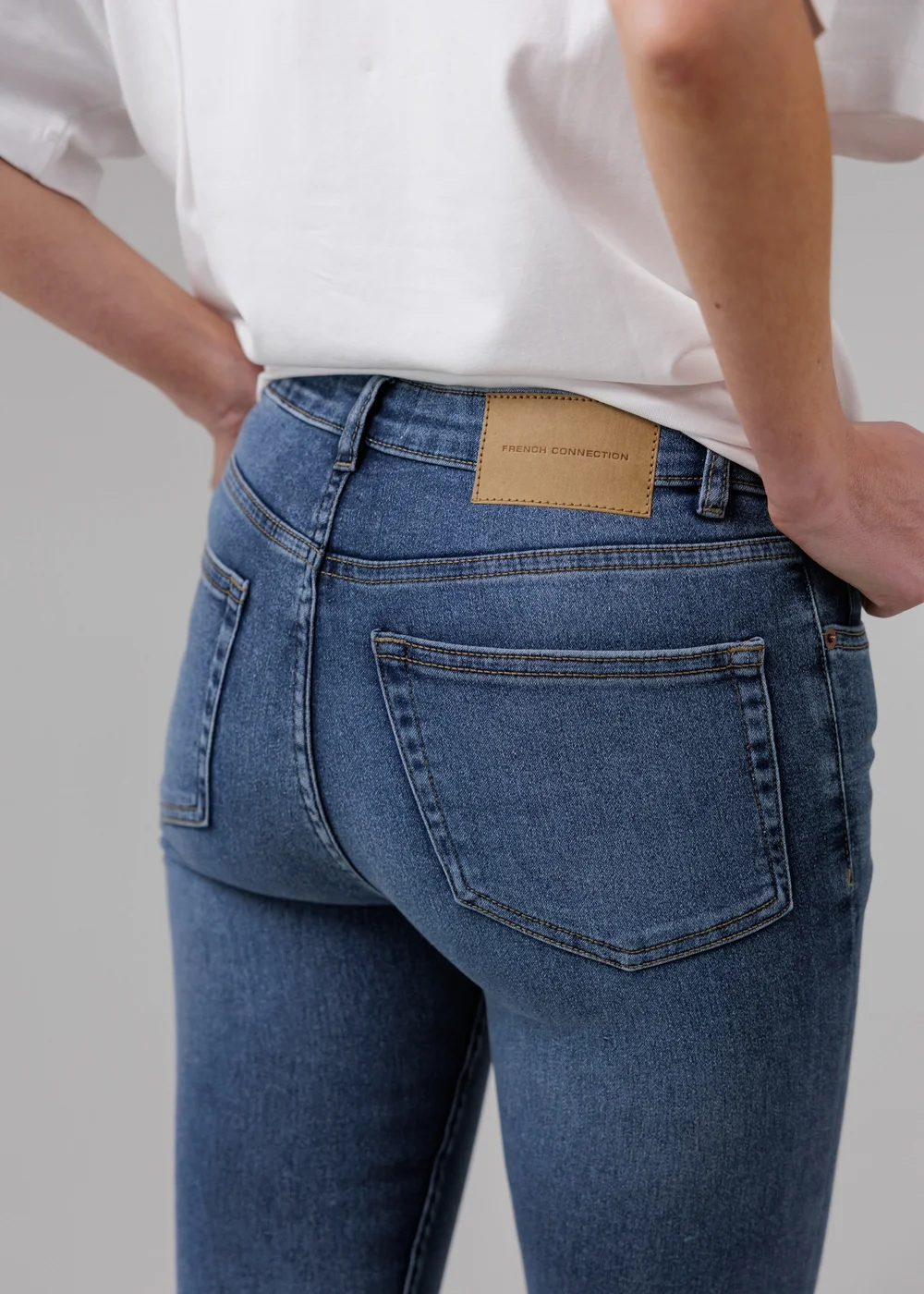 French Connection Blue Cotton Blend Stretch High Rise Skinny Denim Jeans - 16 Image 3