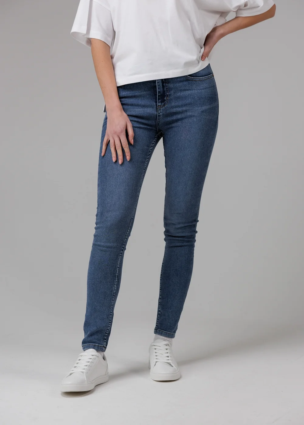 French Connection Blue Cotton Blend Stretch High Rise Skinny Denim Jeans - 16 Image 1