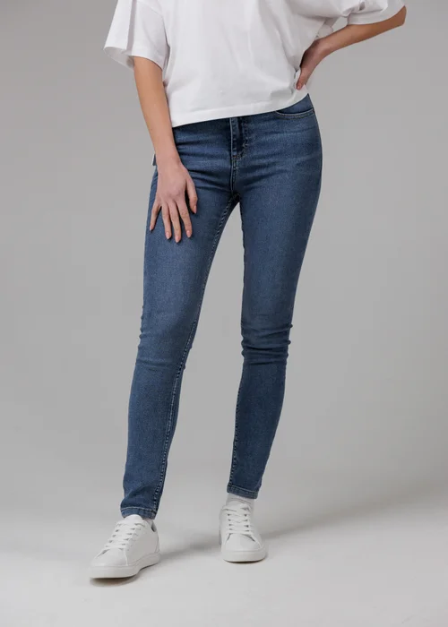 French Connection Blue Cotton Blend Stretch High Rise Skinny Denim Jeans - 16 Image 1