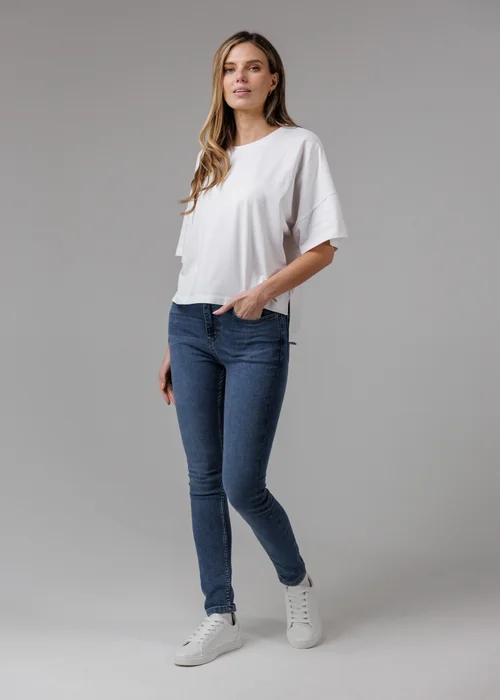 French Connection Blue Cotton Blend Stretch High Rise Skinny Denim Jeans - 16 Image 4