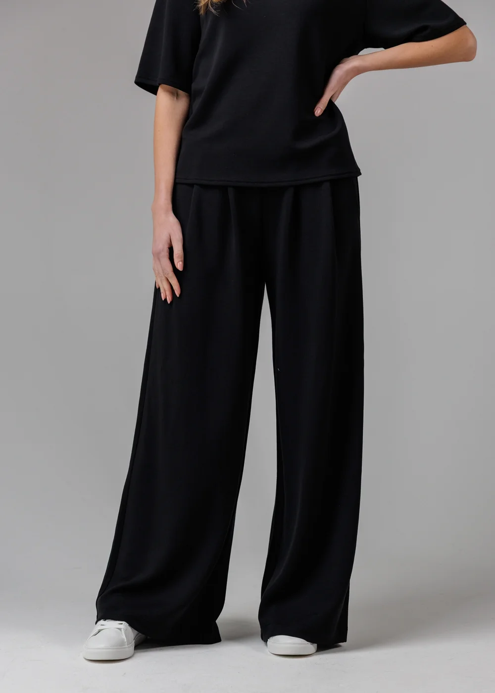 French Connection Black Luxe Wide Leg Draped Trouser - XL Image 1