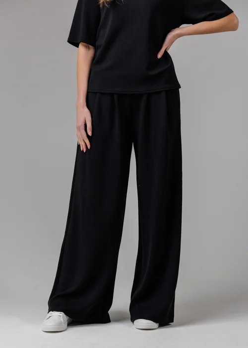 French Connection Black Luxe Wide Leg Draped Trouser - XL Image 1