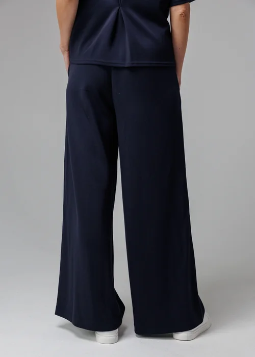 French Connection Navy Luxe Wide Leg Draped Trouser - L Image 2