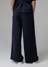 French Connection Navy Luxe Wide Leg Draped Trouser - L Image 2