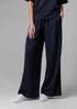French Connection Navy Luxe Wide Leg Draped Trouser - L Image 1