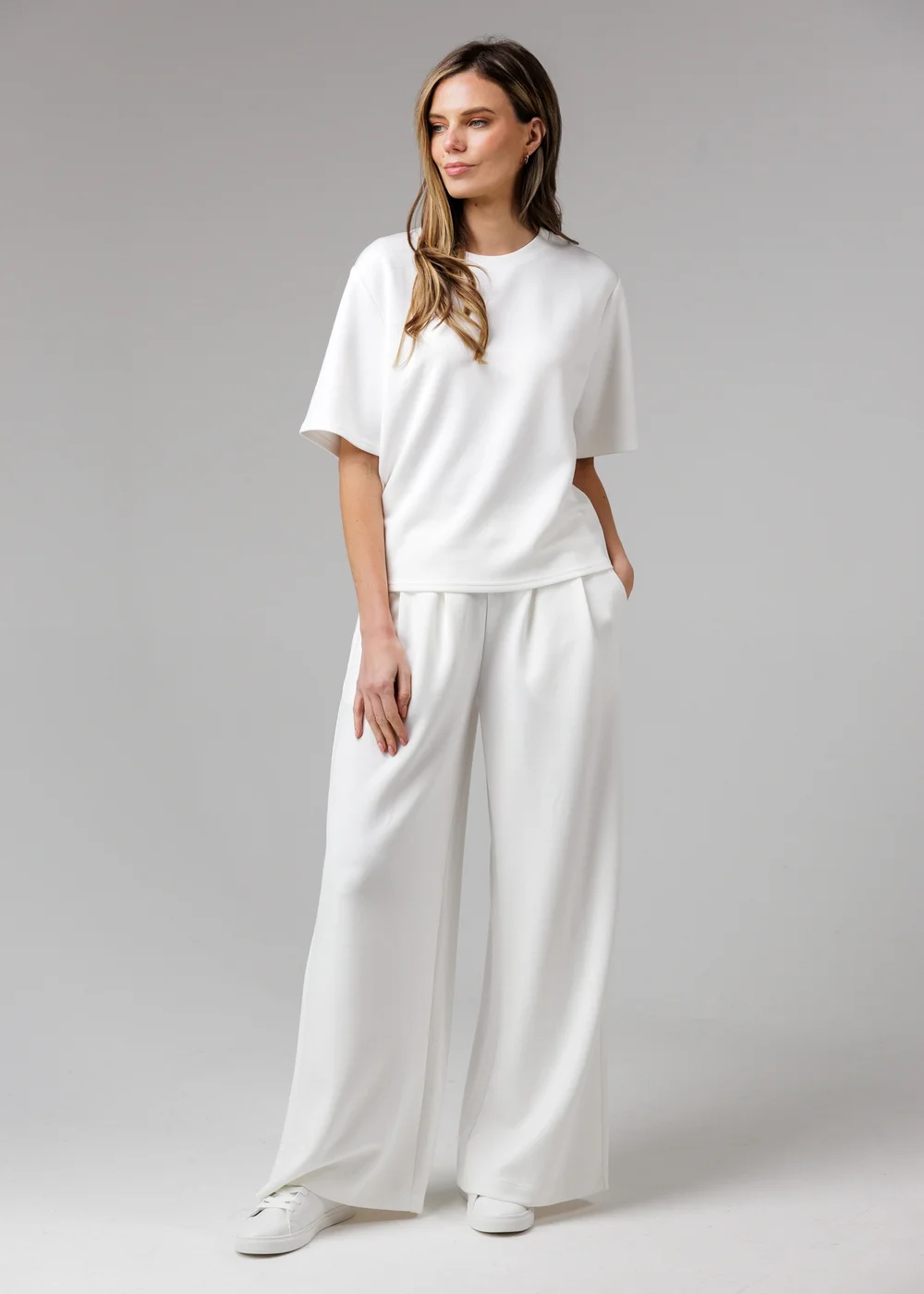 French Connection White Luxe Wide Leg Draped Trouser - M Image 4