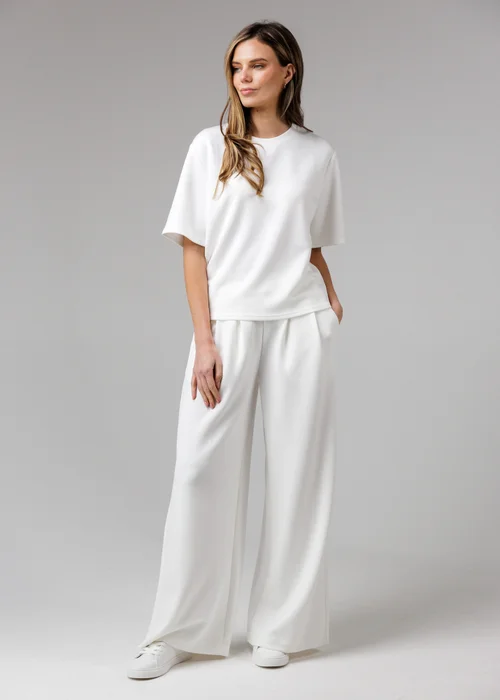 French Connection White Luxe Wide Leg Draped Trouser - M Image 4