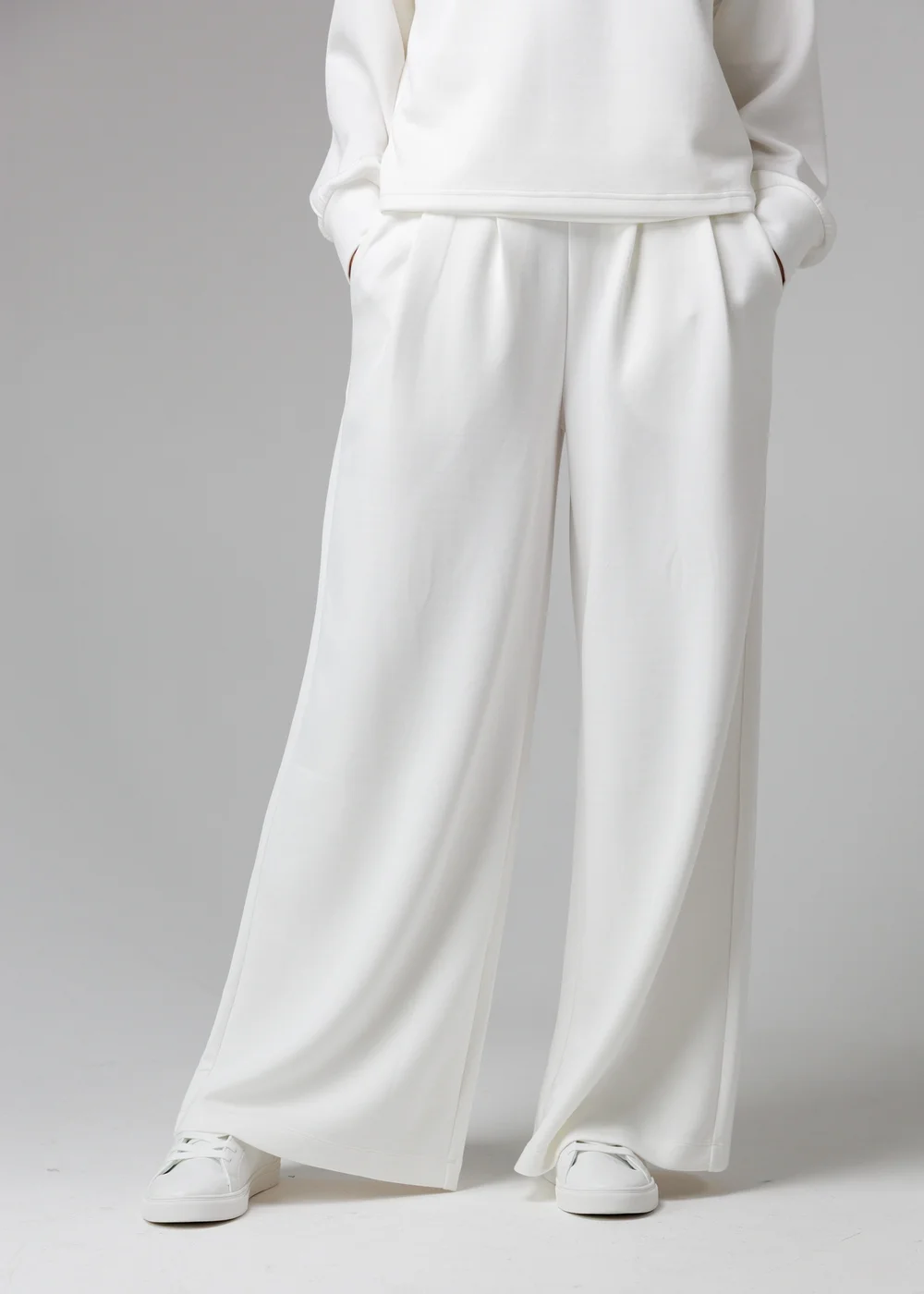 French Connection White Luxe Wide Leg Draped Trouser - M Image 1