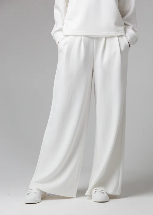 French Connection White Luxe Wide Leg Draped Trouser - M Image 1
