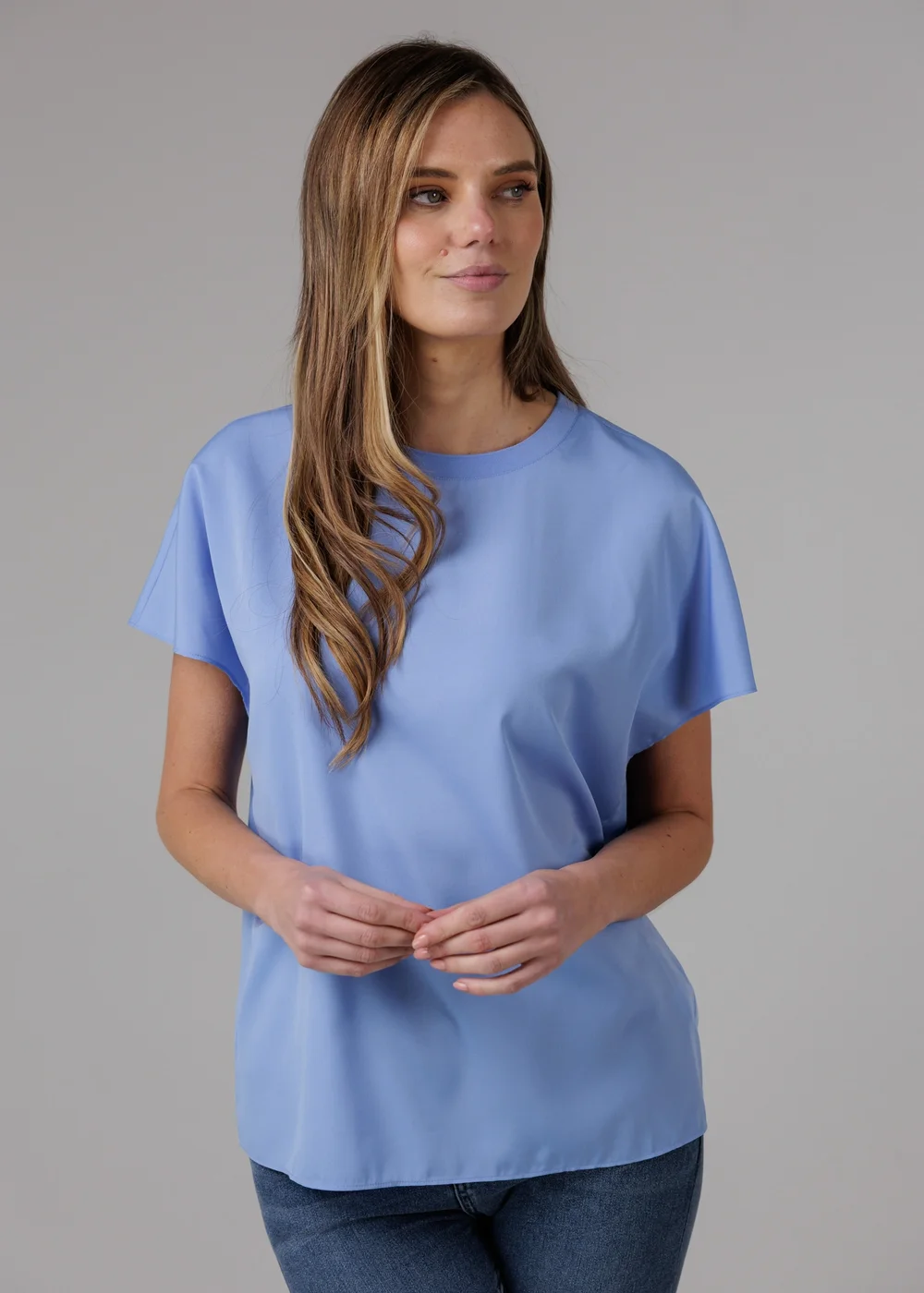 French Connection Blue Crew Neck Short Sleeve Crepe Top - 14 Image 3