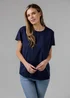 French Connection Navy Crew Neck Short Sleeve Crepe Top - 8 Image 3