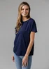 French Connection Navy Crew Neck Short Sleeve Crepe Top - 8 Image 1