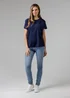 French Connection Navy Crew Neck Short Sleeve Crepe Top - 8 Image 4