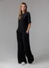 French Connection Black Luxe Short Sleeve Crew Neck Pinched Top - XL Image 4