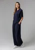 French Connection Navy Luxe Short Sleeve Crew Neck Pinched Top - M Image 3