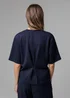 French Connection Navy Luxe Short Sleeve Crew Neck Pinched Top - M Image 2