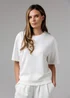 French Connection White Luxe Short Sleeve Crew Neck Pinched Top - XL Image 1