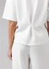 French Connection White Luxe Short Sleeve Crew Neck Pinched Top - XL Image 3