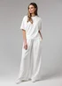 French Connection White Luxe Short Sleeve Crew Neck Pinched Top - XL Image 4