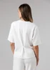 French Connection White Luxe Short Sleeve Crew Neck Pinched Top - XL Image 2