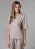 French Connection Beige Luxe Short Sleeve Crew Neck Pinched Top - XS Image 1