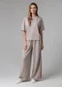 French Connection Beige Luxe Short Sleeve Crew Neck Pinched Top - XS Image 3