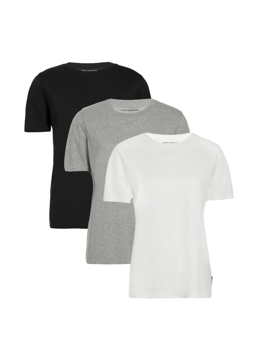French Connection Black 3 Pack Cotton Crew Neck Logo Short Sleeve T-Shirts - L Image 1