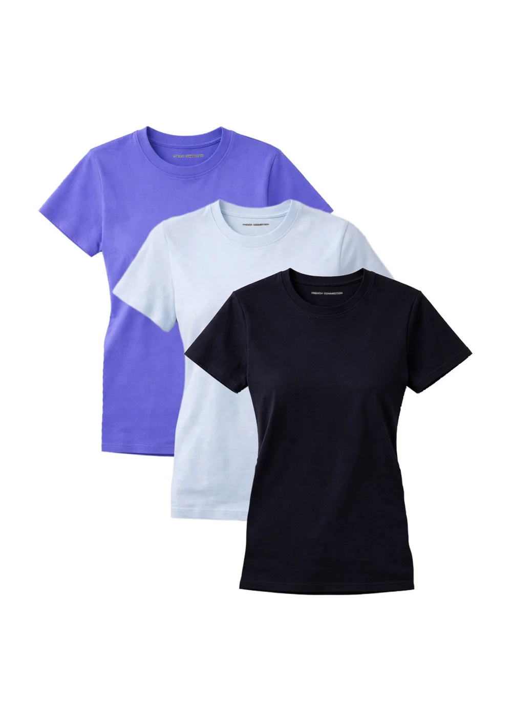 French Connection Blue 3 Pack Cotton Crew Neck Logo Short Sleeve T-Shirts - M Image 1