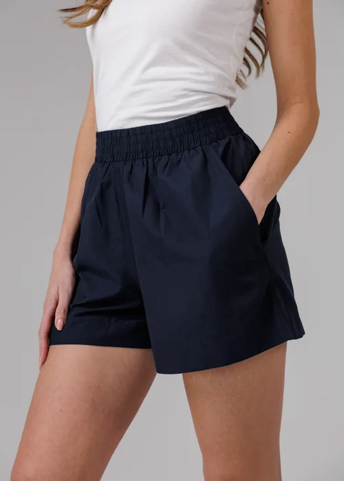 French Connection Navy Cotton Elasticated Waist Shorts - 10 Image 3