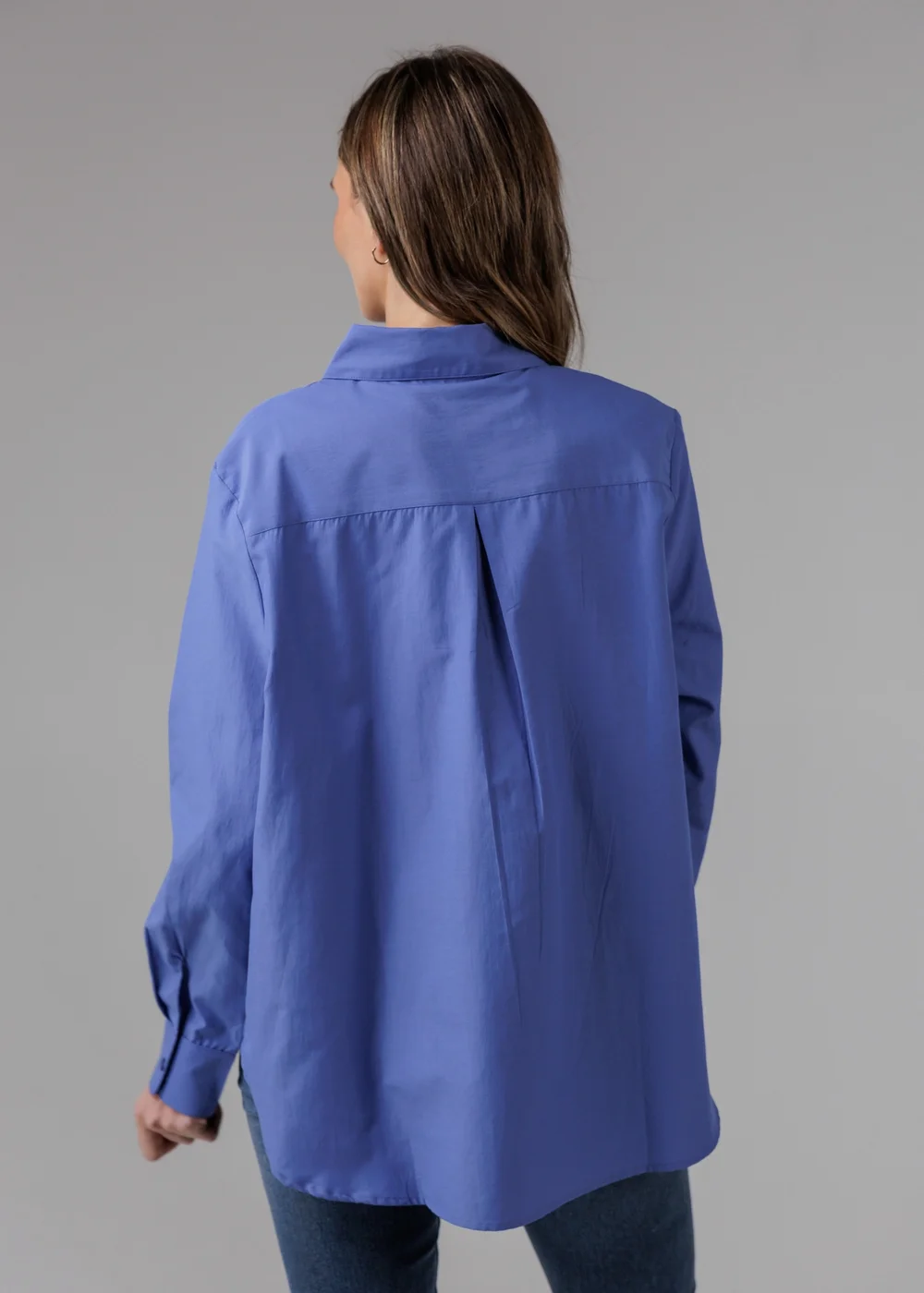 French Connection Blue Cotton Long Sleeve Chest Pocket Poplin Popover High-Low Hem Shirt - 16 Image 2