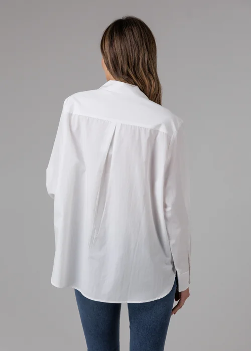 French Connection White Cotton Long Sleeve Chest Pocket Poplin Popover High-Low Hem Shirt - 8 Image 2