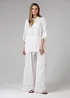 French Connection White Crinkle Trim Oversized Short Sleeve Button Up Shirt - XS Image 4